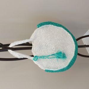 Capri Circle bag made from plarn, white/green